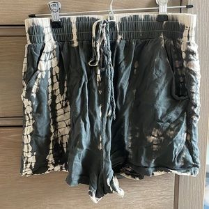 she & sky shorts - Black and Bleached Tie Dye - Size Small